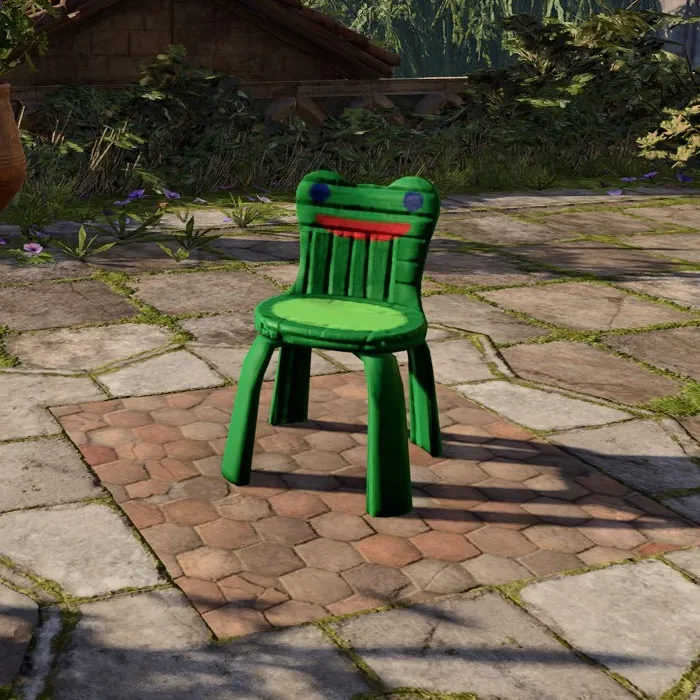 A froggy chair from animal crossing